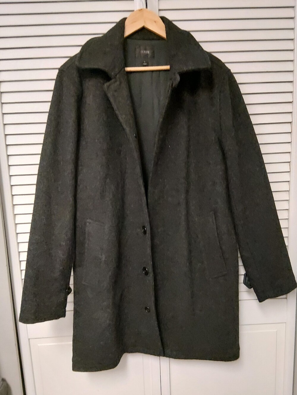 J. Crew Black Wool Driving Coat - Classic Single-Breasted